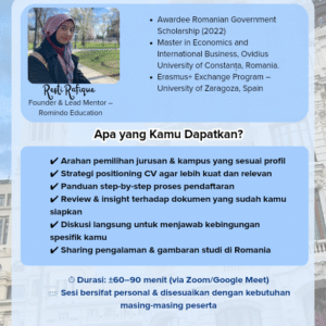 1 on 1 Strategy Session - Romanian Government Scholarship